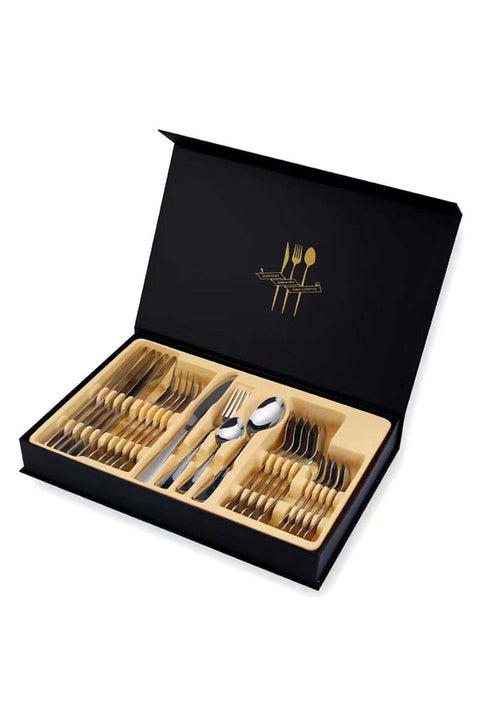 24-Piece Stainless Steel Cutlery Set Kitchen Utensils Surface Texture-Free Western Tableware Silver