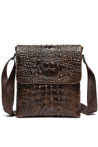 Genuine leather men's shoulder bag, flap crossbody bag, handmade crocodile pattern, casual shoulder bag,sling bag for men leather