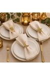 3 pc Star, Moon & Lantern Metal Napkin Ring Set - Gold