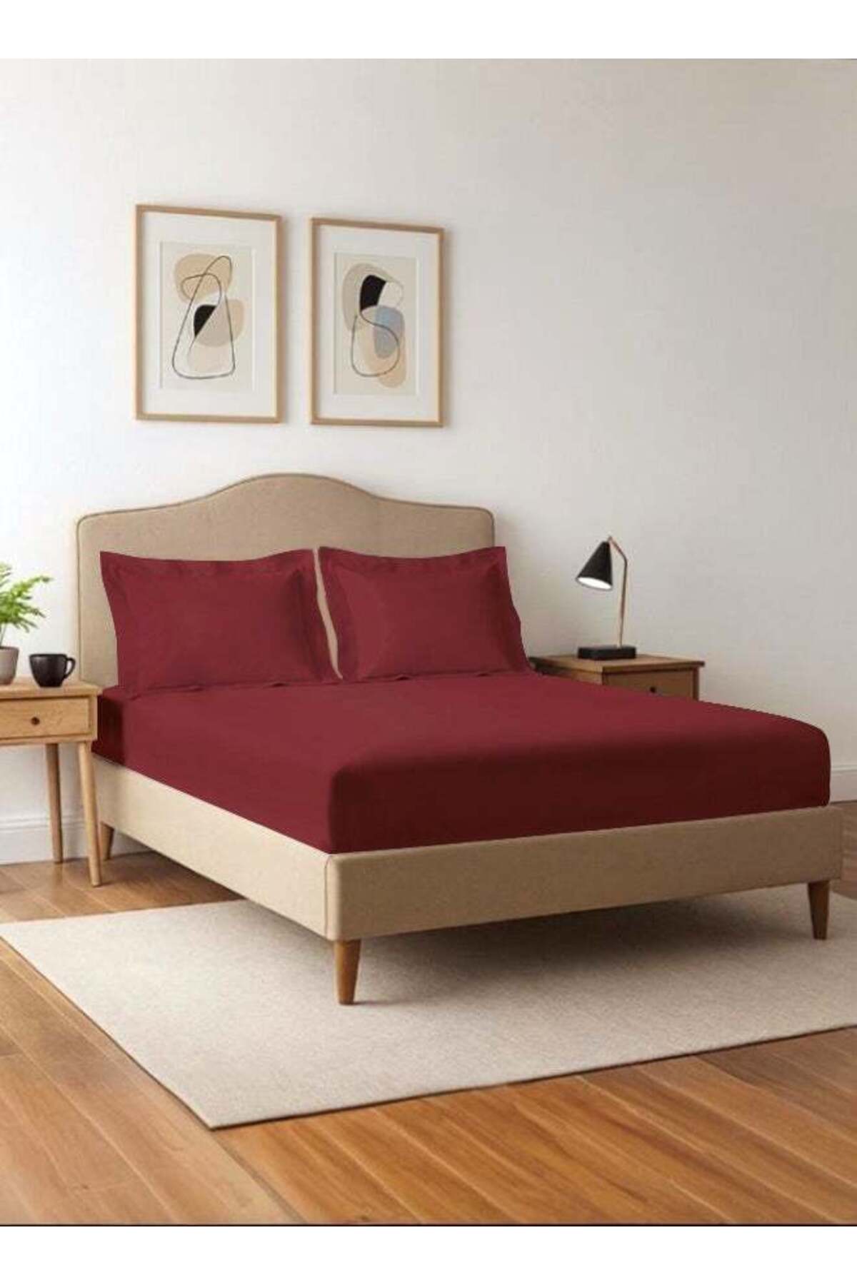 Pure Combed Cotton Double Fitted Sheet 140x200 cm Rio Red, 400 Thread Count Cool Luxury Soft