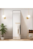 SKY-TOUCH Full Length Mirror 151x42cm, Floor Mirrors with Aluminum Alloy Frame Free-Standing Leaning Large Bedroom Dressing Mirror, Full Body Mirror with Stand for Living Room,Bedroom,Black