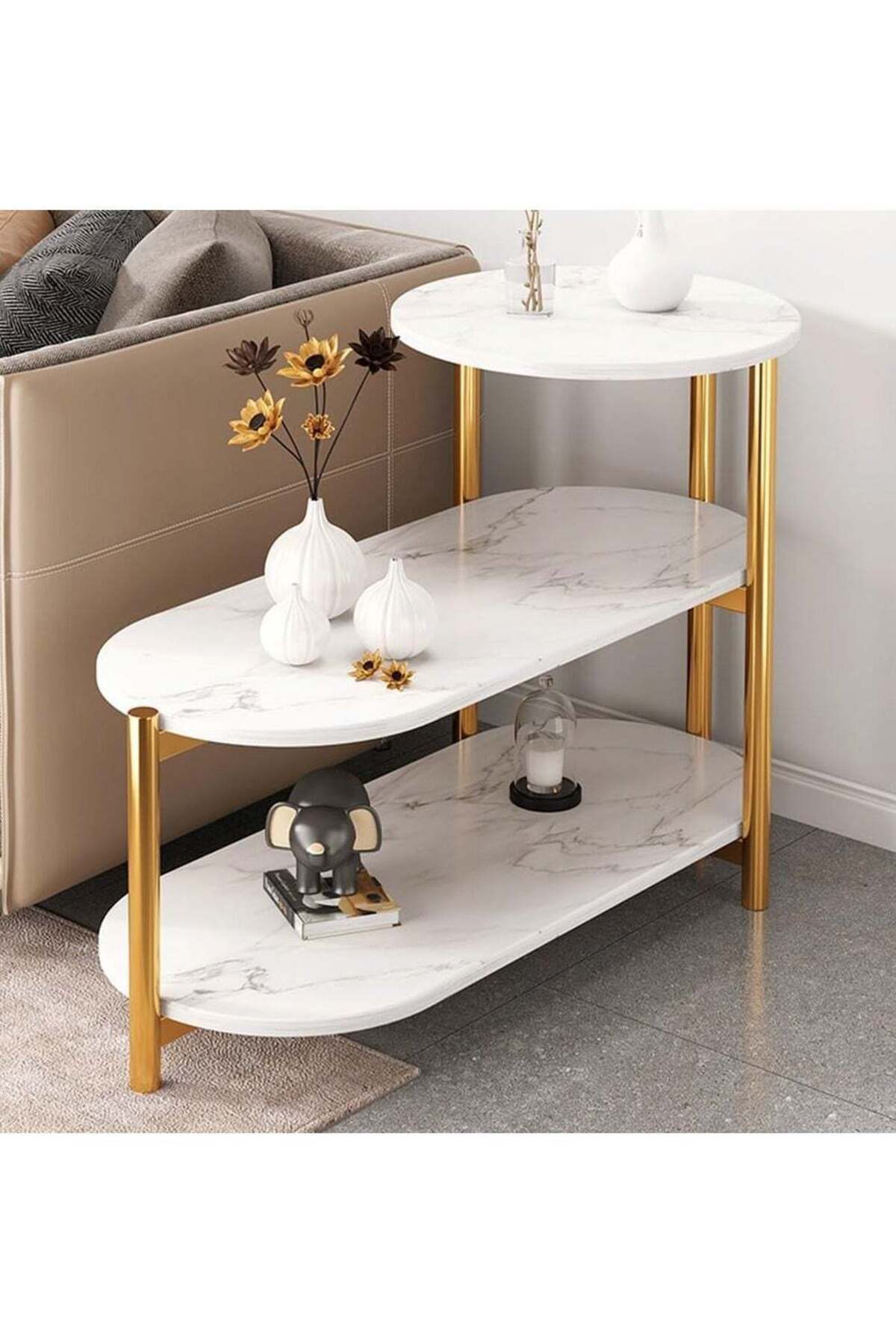 Sofa Side Table Apartment Living Room Multi-Layer Coffee Table Luxury Light Coffee Tables Simple Modern Home Furniture for Living Room Small Round Table