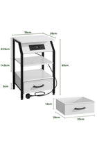 Nightstands with Power Strip, Bedside Table with Drawer, Sofa Side Table with Storage