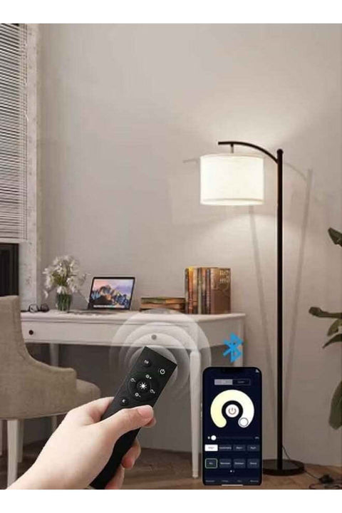 FUOE Floor Lamp with Remote Control 3 Color Temperatures, Adjustable Linen Shade, Tall Lamps for Living Room