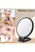 Double Sided Magnifying Mirror 1X/10X, Foldable Black Travel Makeup Mirror – Adjustable Rotation Stand, Multi-Use Hand/Hanging/Desk Vanity Mirror