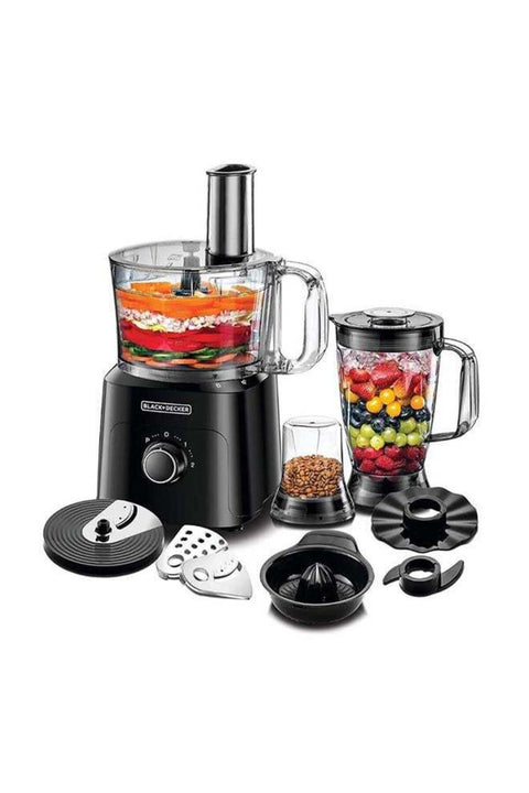 BLACK+DECKER 5-in-1 Food Processor 750W, 2L Bowl, 1.8L Blender, 34 Functions (FX775-B5)