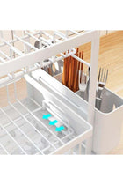 2 Tier Dish Racks for Kitchen Counter, Dish Drainer with Cutlery Holder, Dish Drainer for Kitchen Sink, Large Drying Rack for Dishes (White)