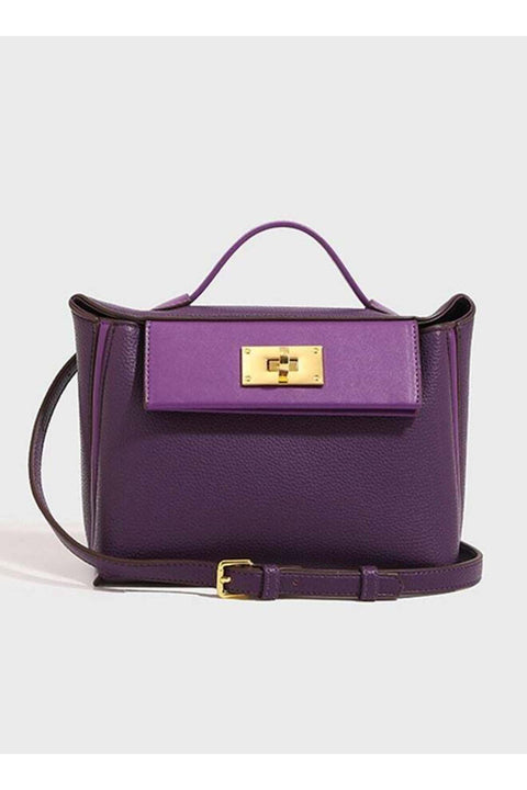 Bags for Ladies Luxury Women Handbag Crossbody Shoulder Bag Elegant Top Handle Mini Tote with Lock Closure Premium Purple Bag for Work Travel Daily Use