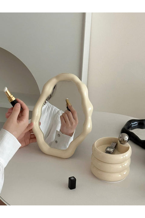 White Cloud Makeup Mirror, Tabletop Vanity Mirror with Adjustable Bracket, Cute Aesthetic Desk Mirror for Office, Living Room & Bedroom