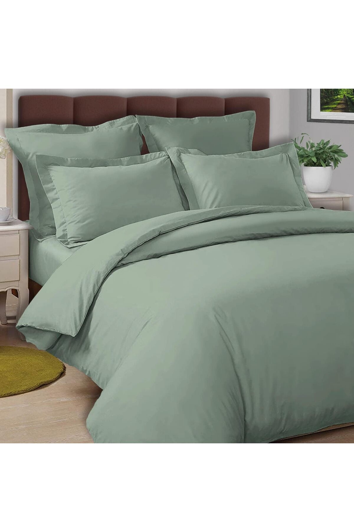 Cotton Double Duvet Cover 200x200 cm Sea Foam, 100% Long Staple Cotton Percale Weave Quilt Cover