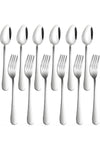 ® Set of 12, Stainless Steel Dinner Forks and Spoons Silverware Set, Heavy-Duty | 7.87 Inch