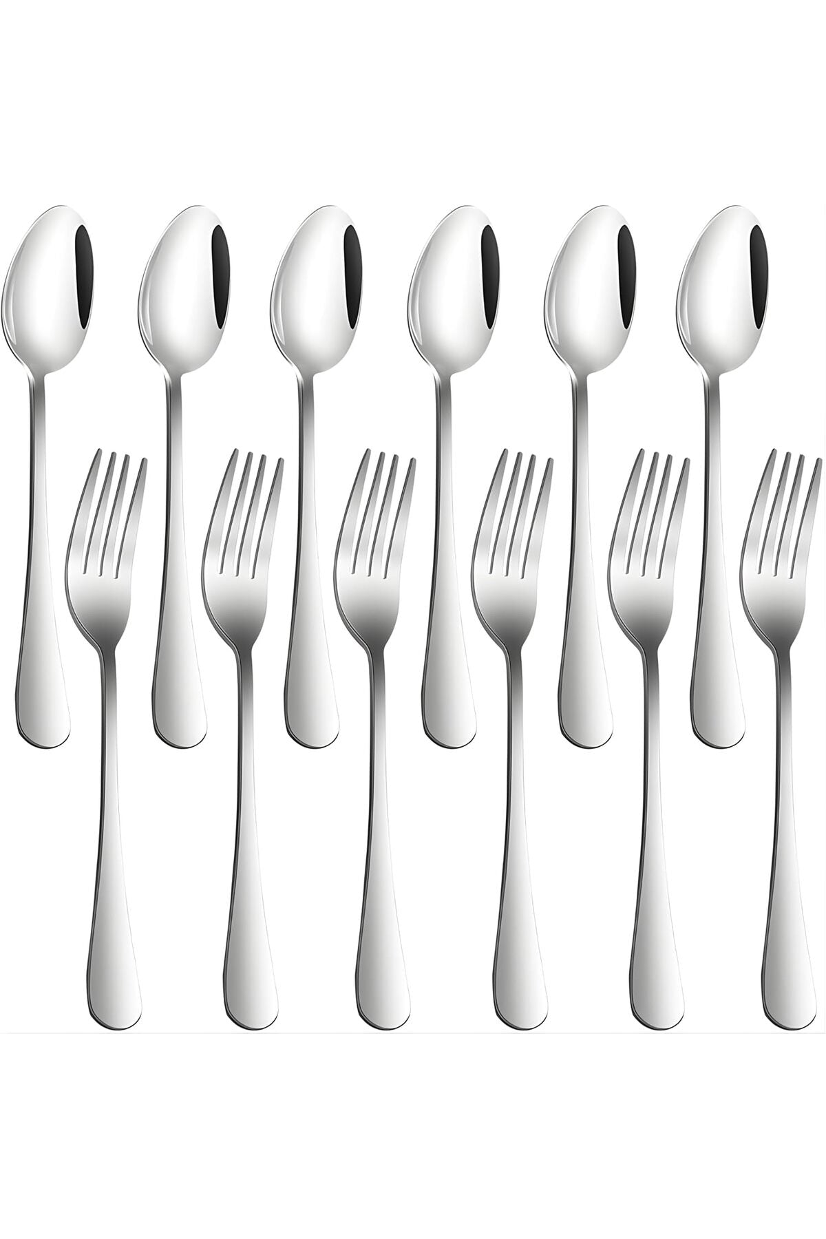 ® Set of 12, Stainless Steel Dinner Forks and Spoons Silverware Set, Heavy-Duty | 7.87 Inch