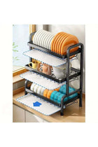 Three Tier Black Dish Drying Rack Large Capacity With Removable Utensil Basket