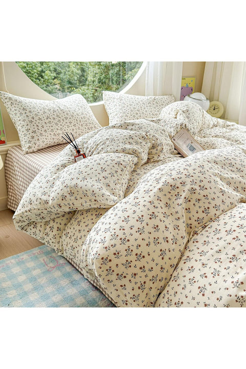 100% Cotton Muslin Duvet Cover Twin Size Vintage Botanical Floral Ultra Soft Flower Comforter Cover