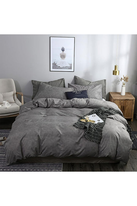 Duvet Cover Set, Soft Brushed Microfiber Comforter Cover with Zipper, 3 Pieces (200x230cm, Gray)