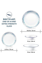 Ocean Blues 16pc, Chip & Break Resistant Dinnerware Set, Service for 4, Dinner Plates and Dinner Bowls, White