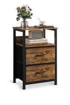 3-Tier Nightstand Side Table with 2 Fabric Drawers Home Bedside Table End Coffee Table for Bedroom 45*30*73cm Brown