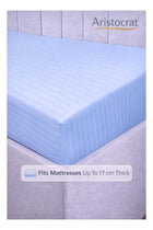 2-Piece Striped Microfiber Fitted Sheet Set Single 90x200cm with 1 Pillowcase, Sky Blue