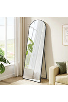 Full Length Mirror, 150 x 40 cm, Arched Full Body Mirror with Stand, Aluminium Alloy Frame, Tempered Glass, for Bedroom, Living Room, Cloakroom, Ink Black LFM035B01