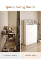 -Long Multi-Function Fold Down Desk, Hidden Floating Vanity Dressing Table with Open Shelves & Storage Cabinet, Space Saving Wall Writing & Makeup Console for Apartment (YN145)