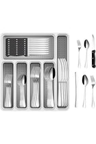 49-Piece Stainless Steel Silverware Set with Cutlery Organizer, Service for 8 with Steak Knives and Kitchen Utensils