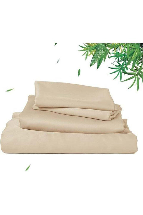 4 Piece 100% Rayon Derived from Bamboo Cooling Queen Size Bedding Sheet Set, Khaki
