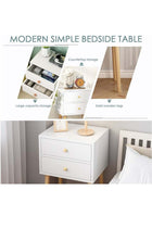 White Bedside Table, Modern Simple Wooden Nightstand, Bedroom Storage Night Table with Drawers, Suitable for Bedroom, Living Room, Study Room (Double Drawer)