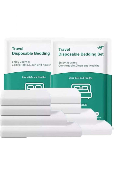 1/2/4 Set Travel Disposable Bedding Sets - Each Set Includes 1 Fitted Sheet, 1 Duvet Cover, 2 Pillowcases