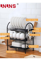 Large Dish Drying Rack, 3 Tier Dish Rack with Tray Utensil Holder & Cup Holders, Large Capacity Rustproof Dish Drainer, Drain Board Tray for Kitchen Counter Organizer Storage for Kitchen Counter