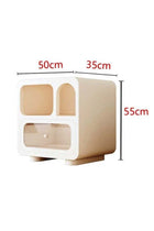 Multipurpose Use Rounded Corner Nightstand Creative Bedside Table Smooth Handle Design Side Table with Transparent Glass Front Drawer and Display Shelf for Living Room Bedroom 50x35x55 cm (Ful