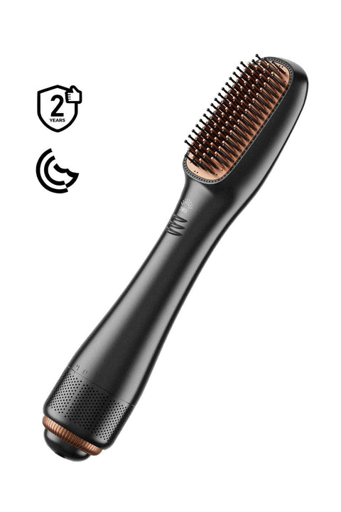 1200 Watt Hair Dryer Brush Ceramic Dryer And Styler 2 In 1 Professional Black/Beige