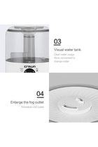 HF-415 Smart Humidifier with 3L Capacity, Dual Spray Nozzles, 3 Adjustable Speeds, and Essential Oil Compatibility for a Pleasant Aroma. With Remote control with 1 Year -White