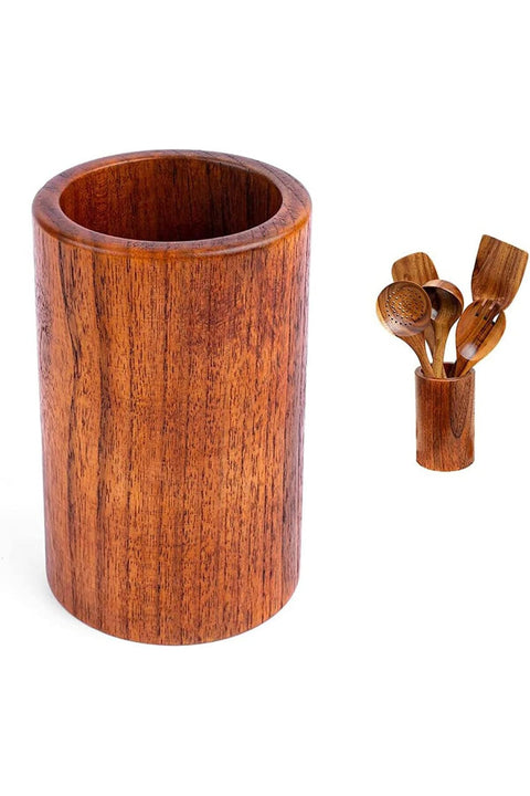 Wooden Kitchen Utensils Holder, Organizer Tool, Utensil Holder Crock, For Spoons Spatula Straw Cutlery Accessories Storage