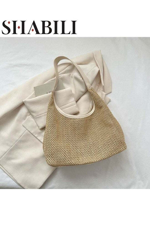 Brown Straw Woven Crossbody Bag Shoulder Bag Carry Bag Satchel Bag Ladies Bag Beach Bag Large-Capacity Lightweight Triangle Hobo Purse for Women Daily Casual Travel Party Shopping Summer Tote