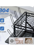 Dish Drying Rack, Multifunctional Dish Rack, Rustproof Kitchen Dish Drying Rack with Drainboard, Space-Saving 2-Tier Dish Drying Rack with a Large Capacity for Kitchen Counter Black