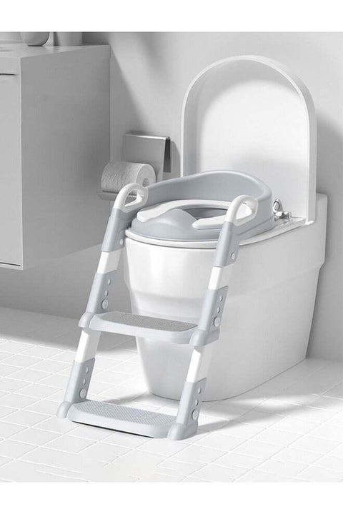 CozyNest Toddler Potty Training Seat with Step Ladder Adjustable Height for Kids Aged 2 to 7 Soft Cushion Splash Guard Silicone Non Slip Pads Six Step Levels Fits Most Round Toilets Strong and Foldabl