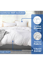 Premium 3 Piece Duvet Cover Set | 100% Cotton Fabric Duvet Cover & 2 Pillow Shams (White, 200 x 200cm)
