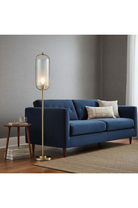 Glass Glow Floor Lamp 25x160cm Gold Metal E27 Modern Standing Lamp