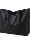 Ladies Tote Bags Simple PU Leather Handbags Work School Shopping Bags for Women with Zip and Inner Pocket