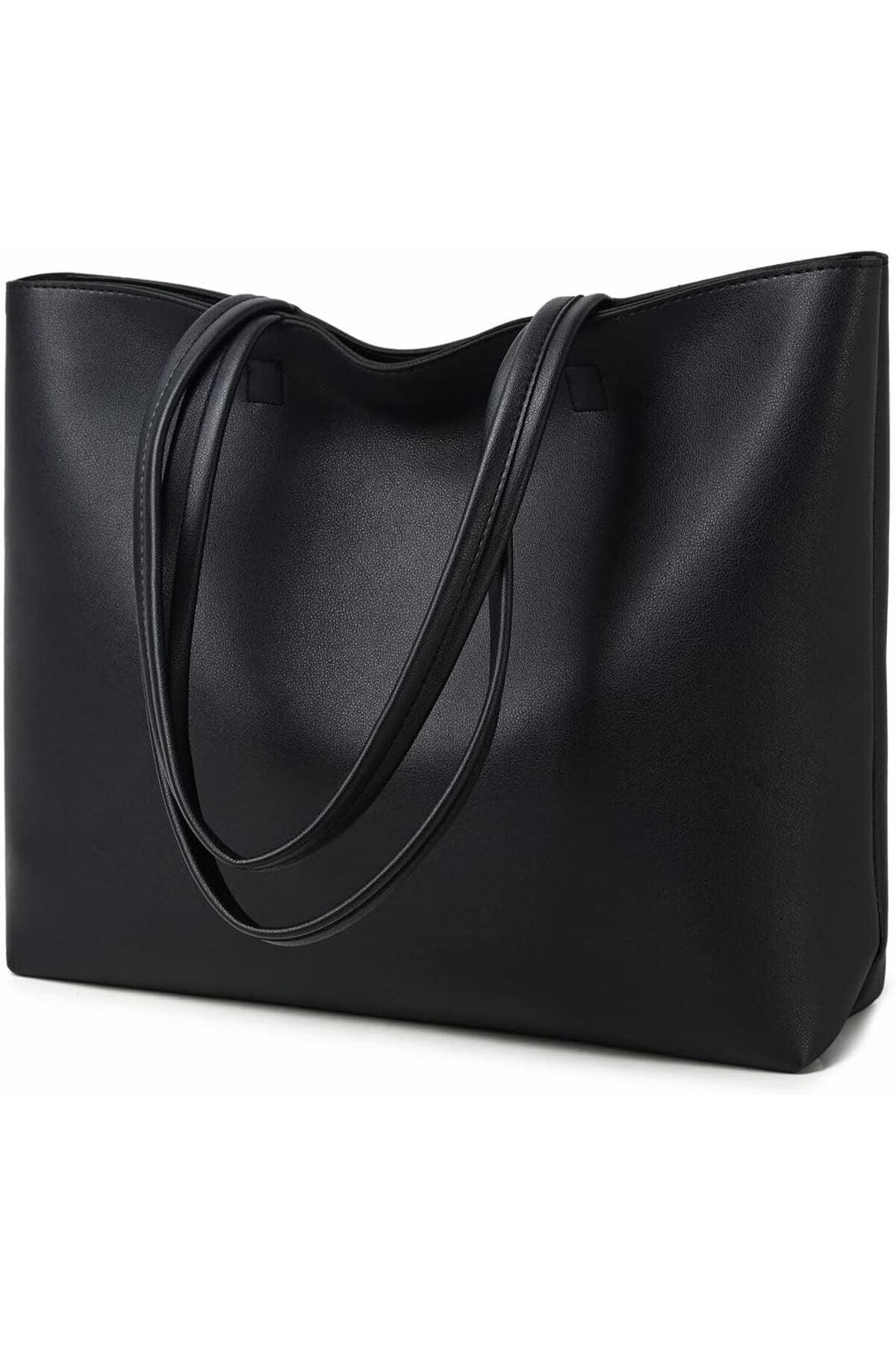 Ladies Tote Bags Simple PU Leather Handbags Work School Shopping Bags for Women with Zip and Inner Pocket