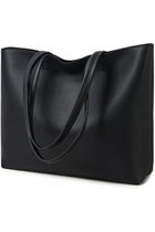 Ladies Tote Bags Simple PU Leather Handbags Work School Shopping Bags for Women with Zip and Inner Pocket