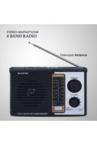 iBELL CTFM100U Portable FM Radio, with USB, SD Card, MP3 Player & Dynamic Speaker 4 Band (Bla