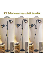 Double Headed Industrial Style Floor Lamp 2201 Model, Adjustable Floor Reading Lamp, Dual-Purpose Table Lamp for Living Room, Bedroom and Office