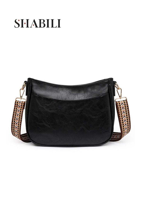 Women's Large Capacity Crossbody Bag, Adjustable Strap Hobo Shoulder Bag, Retro PU Leather Satchel (Black)