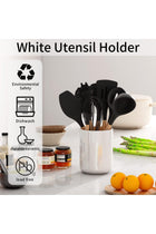 LATCHHOOK White Utensil Holder for Countertop, Glossy Ceramic Utensil Crock, 4.5×6.4 IN