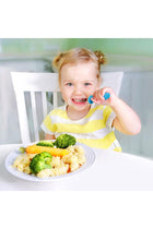 6 Pieces Baby Toddler Silicone Stainless Steel Utensils Silverware Spoon Fork for Baby Toddler BPA Free with Silicone Holding Anti-Choke Design (Blue Pink Beige)
