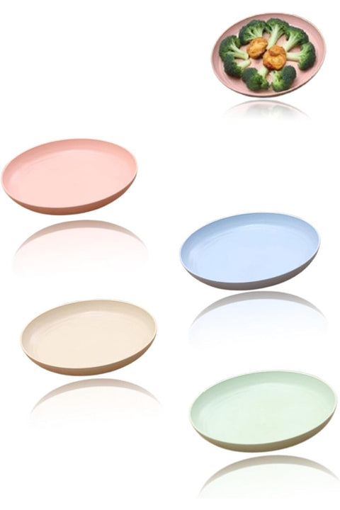 ® Eco-Friendly Wheat Straw Plates - Reusable & Unbreakable Dinnerware Set for Kids and Adults - BPA Free - Medium Size good for Family Meals
