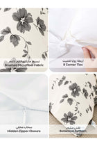 Printed Duvet Set, Queen Size Fits 180x200 cm - 4-Pcs Bed Set, Brushed Microfiber Fabric - 1 Duvet Cover, 1 Fitted Sheet, 1 Pillow Shams, 1 Pillowcases (Filler Not Included)