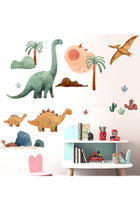 Dinosaur Wall Decals - Palm Tree Watercolor Dino Wall Stickers - Nursery Kids Baby Boys Room Daycare Playroom Classroom Wall Decor