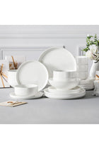 24-Piece Modern Porcelain Dinnerware Set for 6, White, Series LUNA